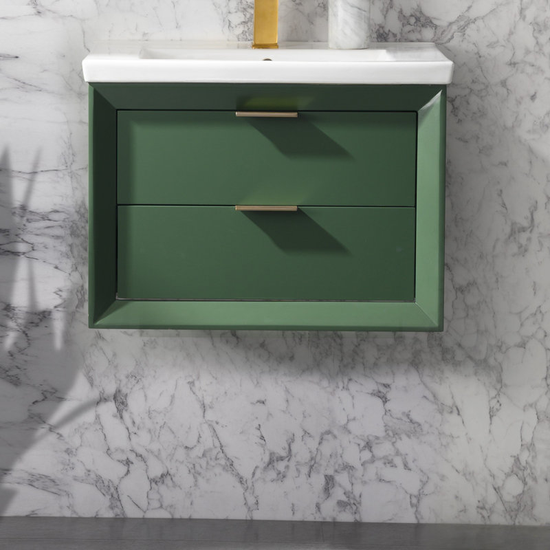 Everly Quinn Draven 24'' Wall Mounted Single Bathroom Vanity with